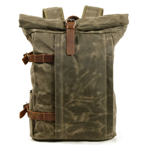 Sac à Dos Rétro Scrambler Sac à Dos Moto / Sacoche Selle Canvas VG8 35L – Look Vintage, Convertible – Pour Scrambler, Rétro – Noir