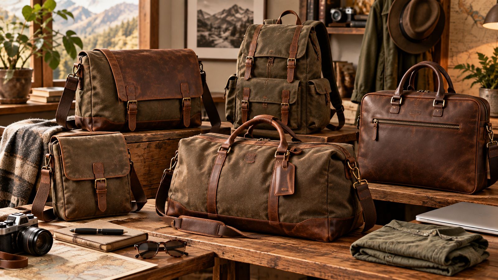 Sacoche, sac à dos, sac de voyage et porte-documents pour homme en cuir et toile