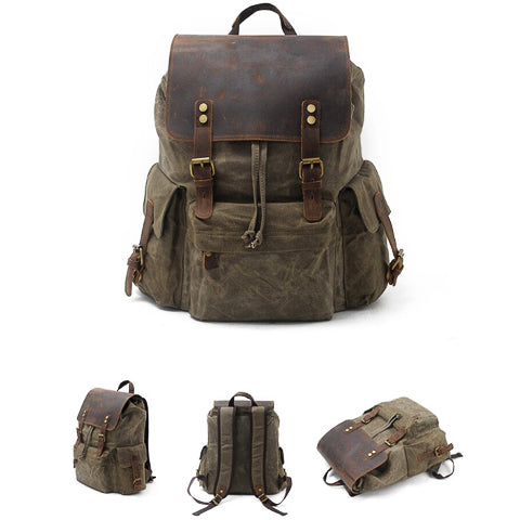 sac à dos toile et cuir vintage