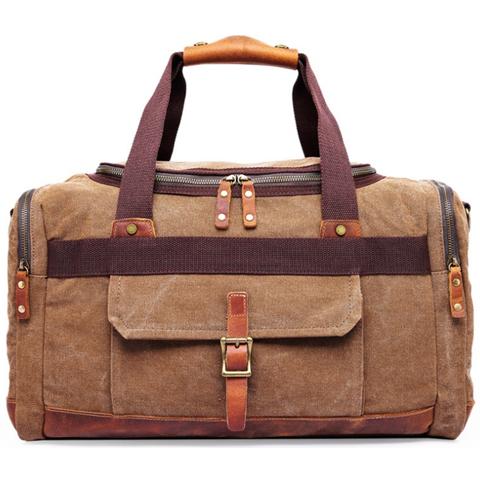 Sac de voyage bandoulière en cuir et toile