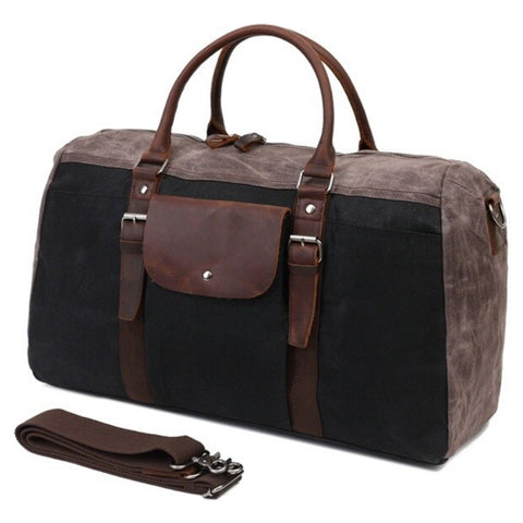Sac de voyage bandoulière en cuir et toile