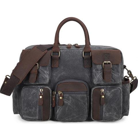 Sac de voyage bandoulière en cuir et toile