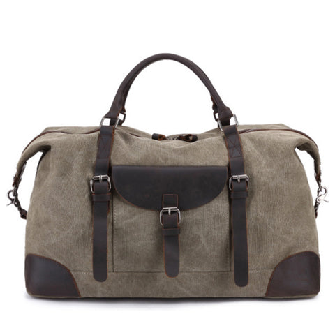 Sac de voyage bandoulière en cuir et toile