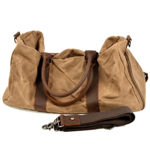 Sac de voyage vintage en cuir et coton étanche