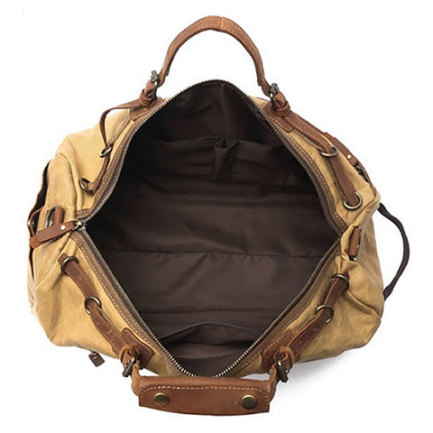 Sac de voyage bandoulière en cuir et toile