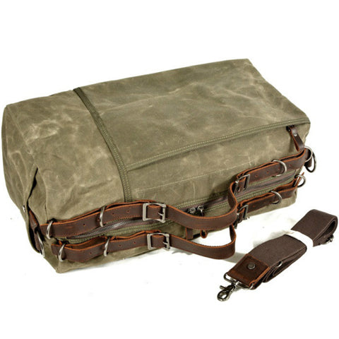 Sac de voyage vintage en cuir et coton étanche