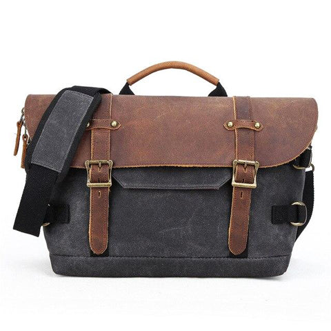 Sacoche en bandoulière cuir et toile