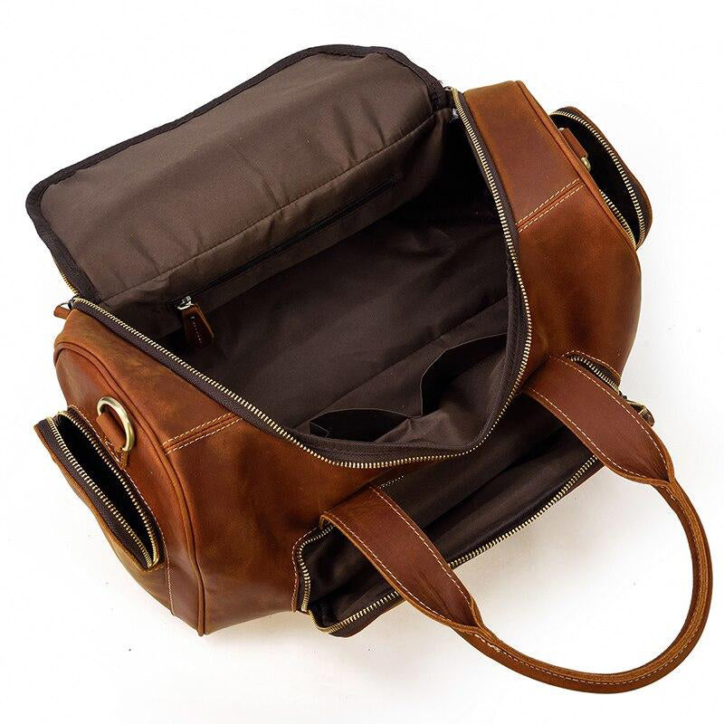sac voyage cuir vintage