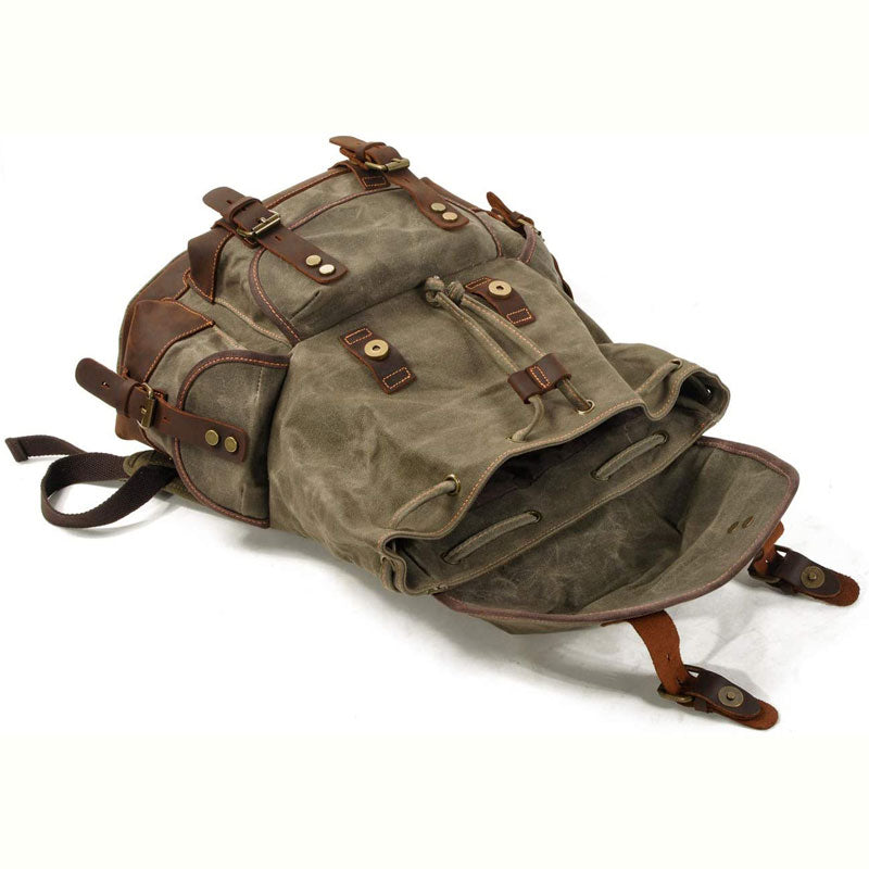 sac à dos toile et cuir vintage