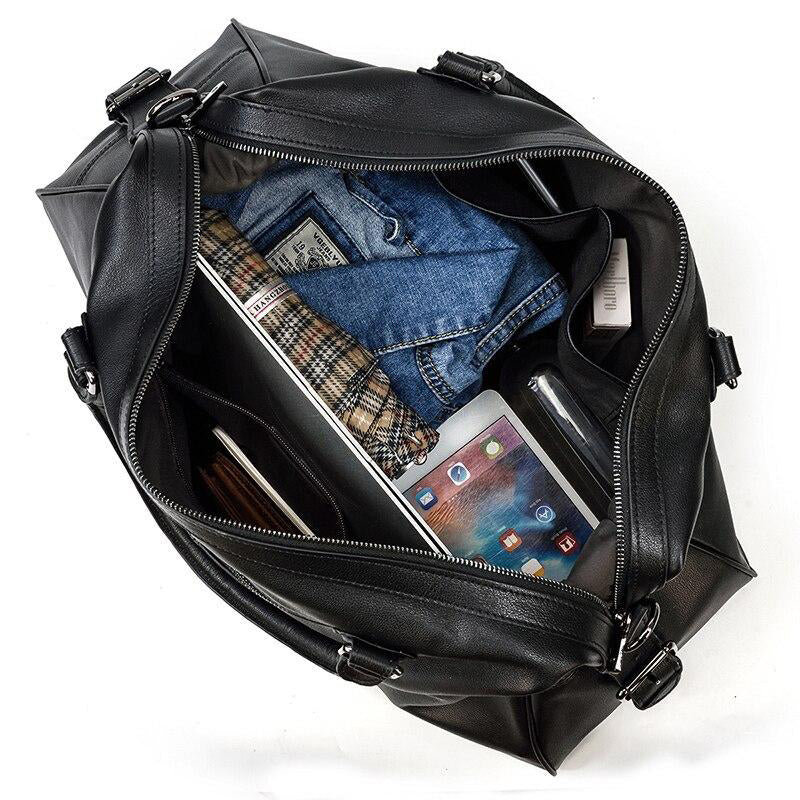 sac voyage cuir vintage